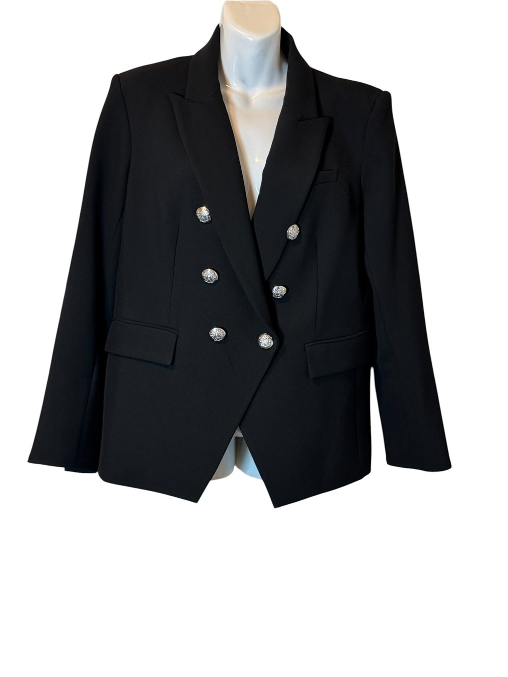 Veronica Beard Miller Dickey Jacket Women’s Size 14 Black Blazer Silver Buttons - Picture 4 of 14